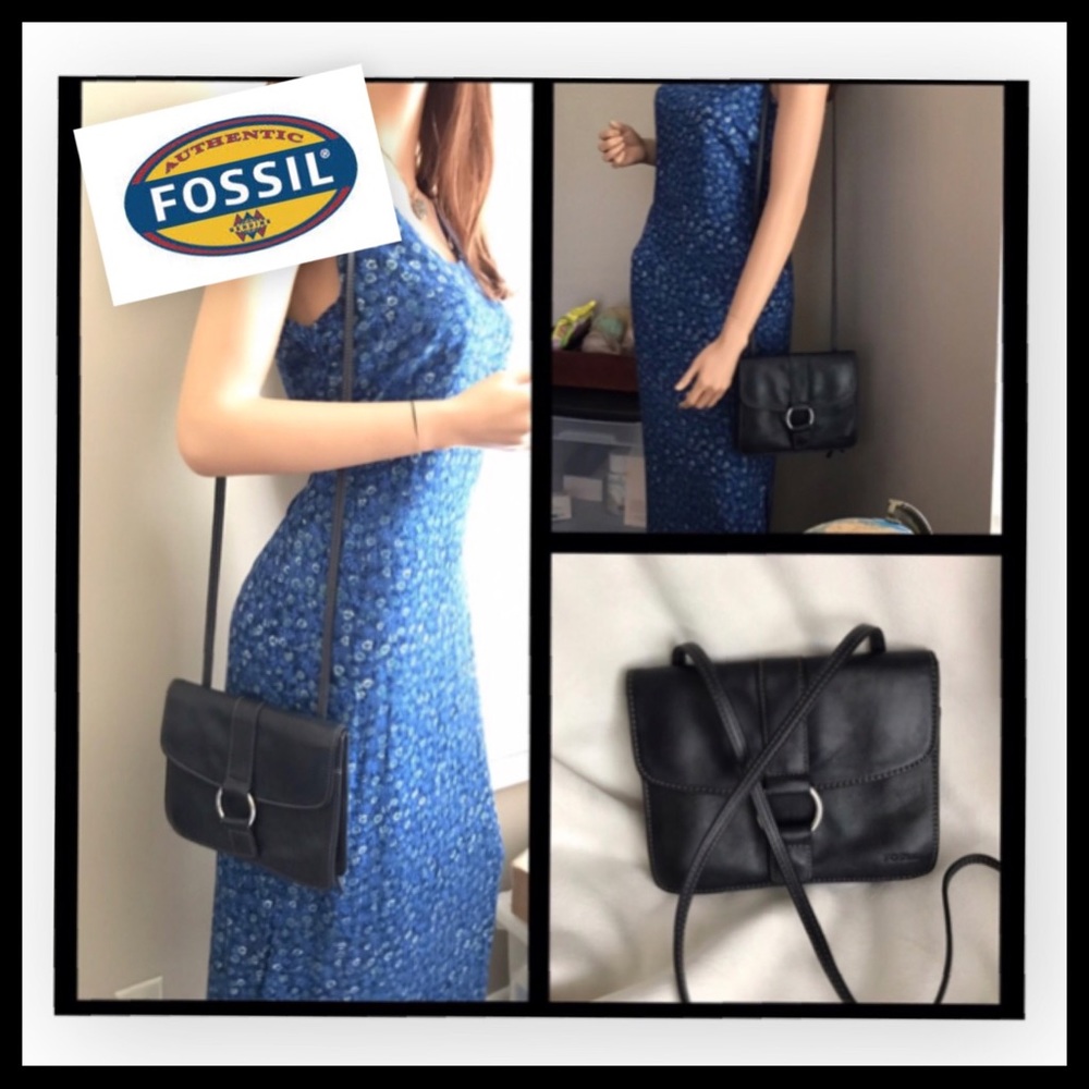 Fossil Pebble Leather Cross body Handbag